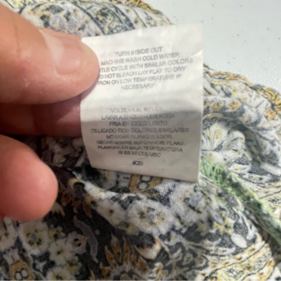 FIGUEROA & Flower Floral bohemian pleated blouse size XL. Green with pink white - Picture 8 of 11